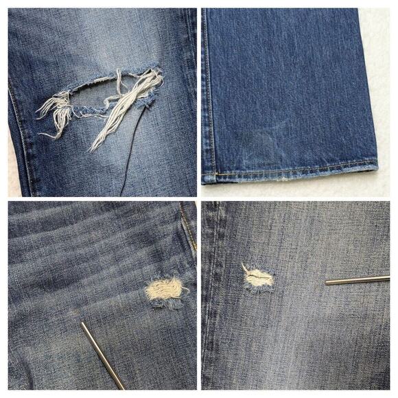 Abercrombie & Fitch Straight Jeans 32 Blue Distressed Denim Classic Menswear - Picture 2 of 10